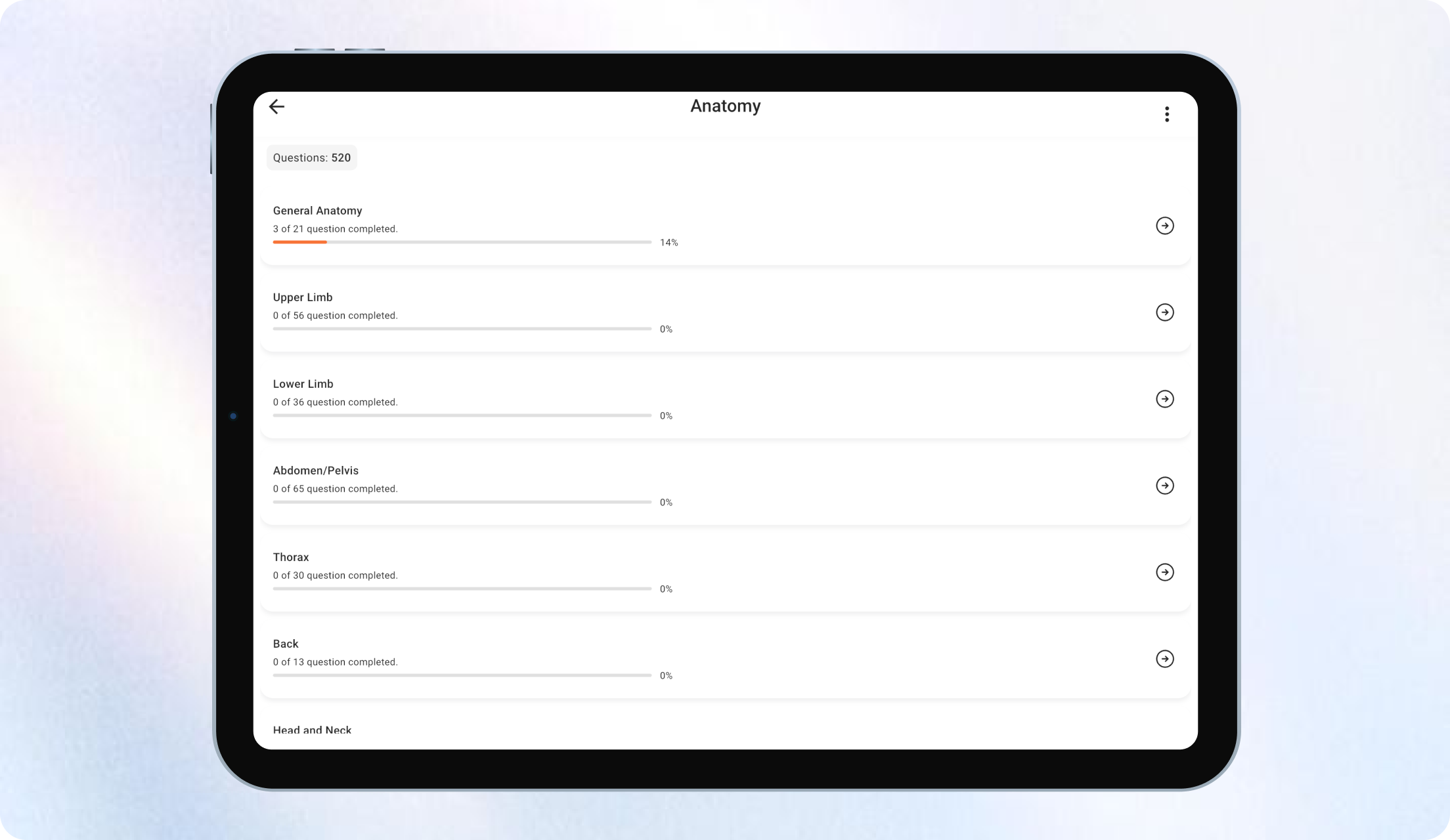 Reflex app showing PYQs